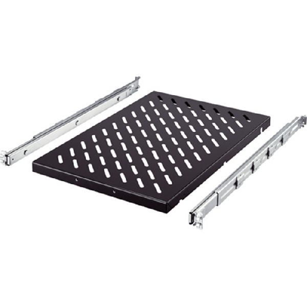 Rittal 5501675 Rittal 19" Fachboden, Tiefe: 500mm, ausziehbar , L-Profilschienen, 19"-Montagerahmen, Schwarz RAL9005