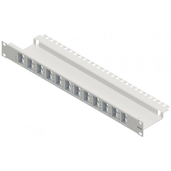 EasyLan CKVPL0L01E EasyLan Winkel-Modulträger für 24 Keystone-Anschlussbuchsen, 24x links, 19 Zoll, 1 HE, lichtgrau RAL 7035