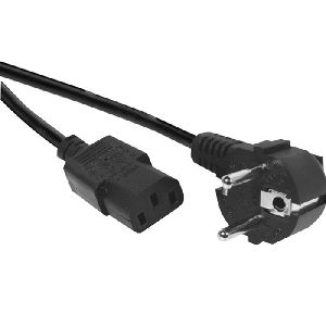 Exertis Connect 807951 Netzanschlusskabel, Schutzkontaktstecker abgewinkelt an Kaltgerätebuchse C13, halogenfrei, schwarz, 3,0 m