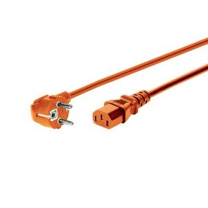 Exertis Connect 808071 Netzanschlusskabel, Schutzkontaktstecker abgewinkelt an Kaltgerätebuchse, orange, 0,6 m