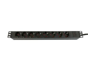 Dexlan 994960 Dexlan 19" Steckdosenleiste 8-fach, Anschlussleitung 2,5