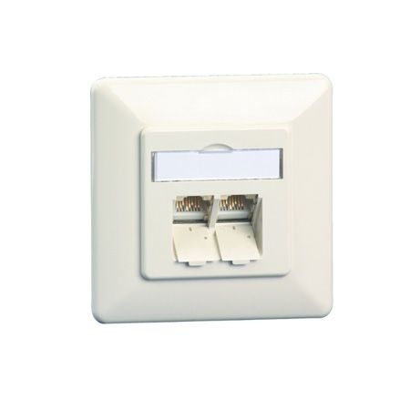 MetzConnect 130C381002-I Metz Connect Datendose E-DAT C6A, Cat.6A (ISO), 2-fach, Unterputz, reinweiß RAL 9010