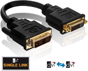 PureLink PI070 PureLink PureInstall Serie DVI-D 18+1 St. / DVI-D 24+1 Bu. Adapter Kabel, vergoldet 0,10m, schwarz