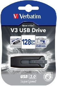Verbatim 49189 Verbatim Store n Go V3 USB 3.0 Memory Stick, 128 GB,