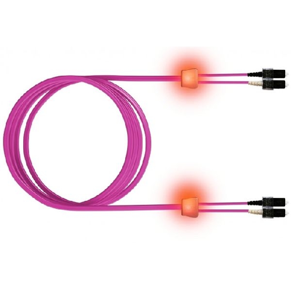 EasyLan LSD41100100 EasyLan LWL Duplex LED-Patchkabel OM4, 50/125 µm, SC/SC, erikaviolett, 10,0 m