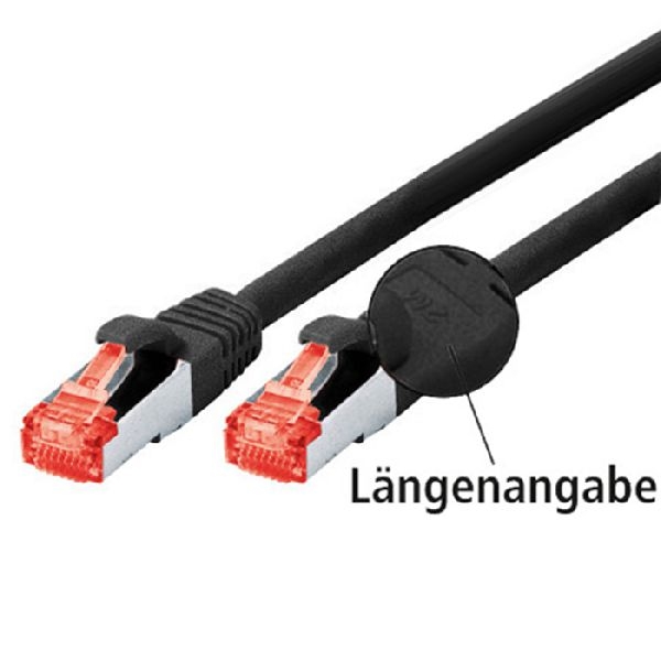 Dexlan 996660 Dexlan Patchkabel Cat. 6, S/FTP (PiMF), halogenfrei, mit Rastnasenschutz, schwarz, 1,5 m