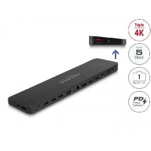 Delock 88050 DeLOCK USB Type-C Triple Display Dockingstation mit DisplayLink 4K / USB 5 Gbps / LAN / SD / Audio / PD 80 W