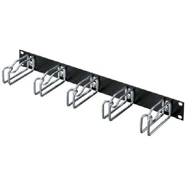 Rittal 7257005 Rittal 19" Rangierfrontplatte, 1 HE, 5 Kabelrangierbügel 43 x 105 mm (Metall), schwarz RAL 9005