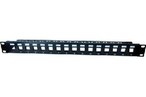 Dexlan 258155 Dexlan Modulträger für 16 Keystone-Anschlussbuchsen, 19 Zoll, 1 HE, schwarz