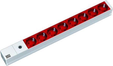 Bachmann 333410 Bachmann 19" PDU Basic, Steckdosenleiste mit Sicherung, Anschlusskabel mit C14 Stecker, 8-fach Schutzkontaktsteckdose
