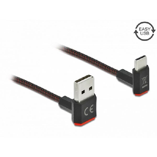 Delock 85275 DeLOCK USB 2.0 Kabel, USB St. C unten abgewinkelt / USB St. A unten abgewinkelt, umkehrbar, schwarz, 0,5 m