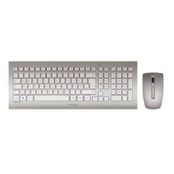 Cherry JD-0310DE Cherry Tastatur-Maus Set DW 8000 Wireless Desktop, weiß / silber