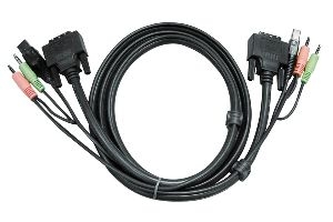 Aten 2L-7D05UD ATEN KVM DVI Kombikabel, Duallink, 24+1pol DVI-D St./St., USB St. A/St. B, 3,5 mm Stereo Klinkenst./st., 5,0 m
