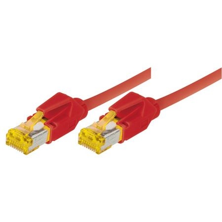 Tecline 72205R Tecline Patchkabel Cat. 6A (ISO/IEC), S/FTP, halogenfrei, mit Rastnasenschutz, rot, 5,0 m