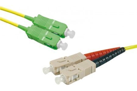 Exertis Connect 392370 LWL Patchkabel Single-Mode OS2-Faser, 9/125 µm, gelb, SC APC 8° Duplex Stecker / SC UPC Duplex Stecker, 5,0 m