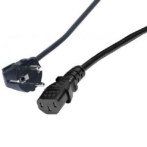 Exertis Connect 808008 Netzanschlusskabel, Schutzkontaktstecker abgewinkelt an Kaltgerätebuchse C13, schwarz, 1,0 m