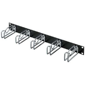 Rittal 7257005 Rittal 19" Rangierfrontplatte, 1 HE, 5 Kabelrangierbügel 43 x 105 mm (Metall), schwarz RAL 9005