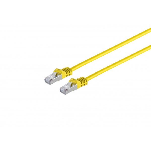 S-Conn 75526-Y Patchkabel Cat. 6A Class EA mit Cat. 7 Rohkabel, S/FTP (PiMF), halogenfrei, mit Rastnasenschutz, gelb, 20,0 m
