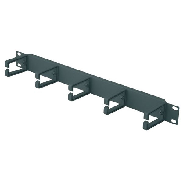 Tecline 996502 19" Rangierfrontplatte, 5 Kabelrangierbügel, 1 HE, schwarz RAL 9005