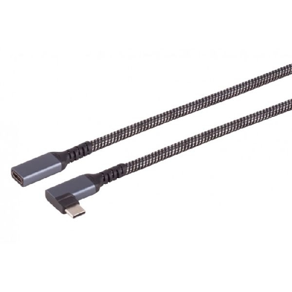 shiverpeaks BS14-74016 shiverpeaks USB 3.2 Gen. 2x1 Verlängerung, 100 Watt, USB St.C 90°/Bu.C, Textil, 1,5 m