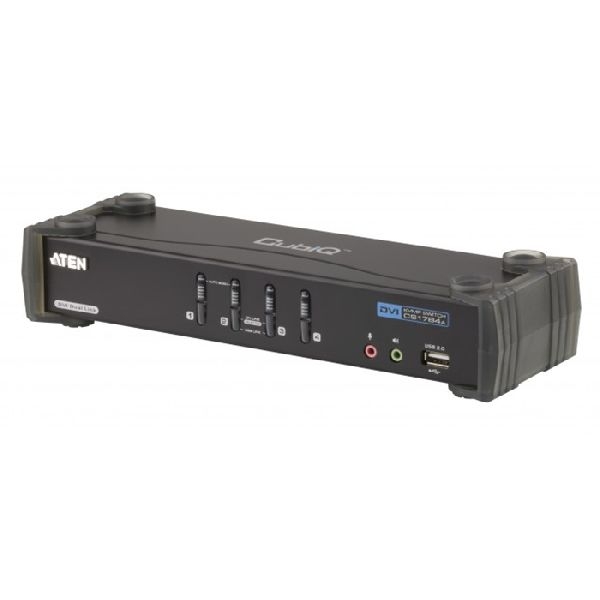 Aten CS1784A ATEN DVI KVM Switch mit 2.1 Audio, NVIDIA 3D, USB, 4-fach, Desktop, mit Anschlusskabeln