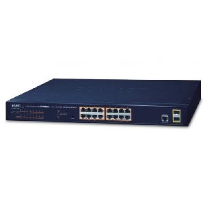 Planet GS-4210-16P2S Planet 802.3at PoE+ Switch GS-4210-16P2S, 16 Port PoE+, 2 SFP Uplinkports, 19&quot;