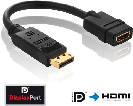 PureLink PI155 PureLink PureInstall Serie DisplayPort / HDMI Adapterkabel, vergoldet, 20pol DisplayPort St. / HDMI Bu. A, 0,1 m