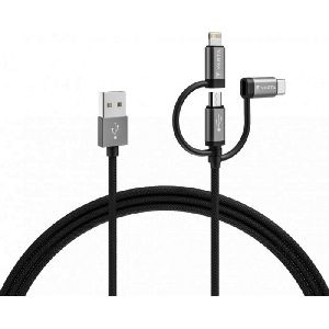 Varta 57937 VARTA 3in1 Speed Charge & Sync Kabel USB A an Micro USB, USB Typ C und Lightning, 12 Watt, 2,0 m