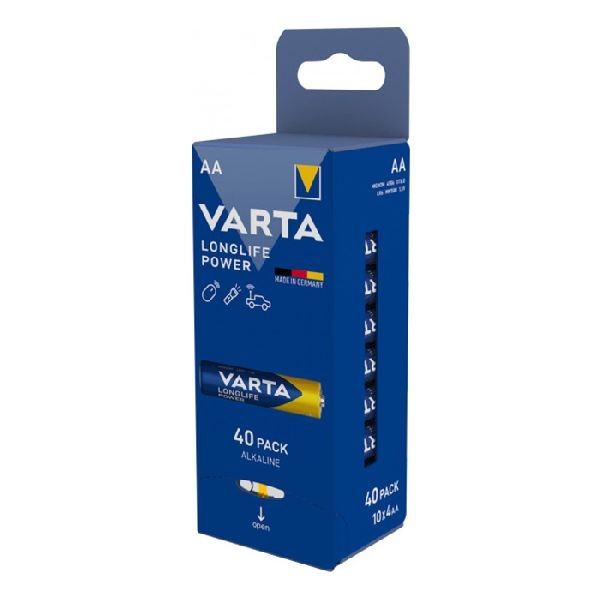 Varta 4906121154 VARTA Batterie Alkaline, Longlife Power, Mignon, AA, LR06, 1.5V, Retail Box (40-er Pack)