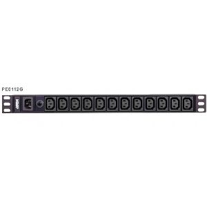 Aten PE0112G-AT-G ATEN 19" Basis PDU PE0112G-AT-G, Steckdosenleiste, 1-phasig, 10 A, 12x C13, schwarz