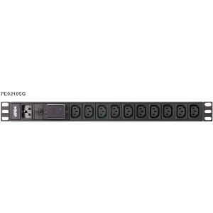 Aten PE0210SG-AT-G ATEN 19" Basis PDU PE0210SG-AT-G, Steckdosenleiste, 1-phasig, Überspannungsschutz, 16 A, 10x C13, schwarz