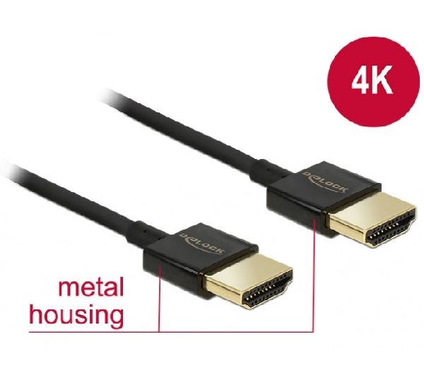Delock 84773 DeLOCK Premium HDMI Kabel A Stecker > HDMI A Stecker, High Speed with Ethernet, 3D, 4K, Slim, 2,0 m