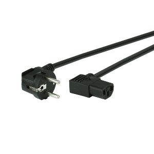 Exertis Connect 808210 Netzanschlusskabel, Schutzkontaktstecker / Kaltgerätebuchse abgewinkelt, schwarz, 1,8 m