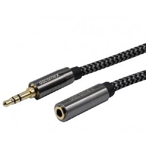 Dacomex 641791 Dacomex Audio-Verlängerungskabel, 3,5 mm Stereo Klinkenst. / Bu, 3,0 m, schwarz/grau