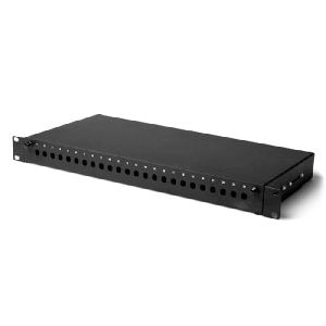 Tecline 90824S LWL Spleißbox, unbestückt, 24-fach ST Frontblende, 19", ausziehbar, schwarz RAL 9005