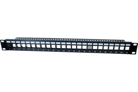 Dexlan 258156 Dexlan Modulträger für 24 Keystone -Anschlussbuchsen, 19 Zoll, 1 HE, schwarz