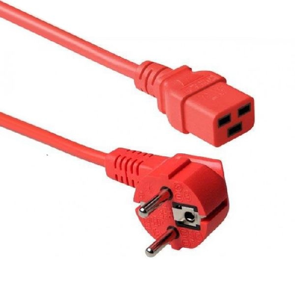 Exertis Connect 640055 Netzanschlusskabel 16 A, Schutzkontaktstecker gewinkelt an 16 A Kaltgerätebuchse C19 gerade, rot, 2,0 m