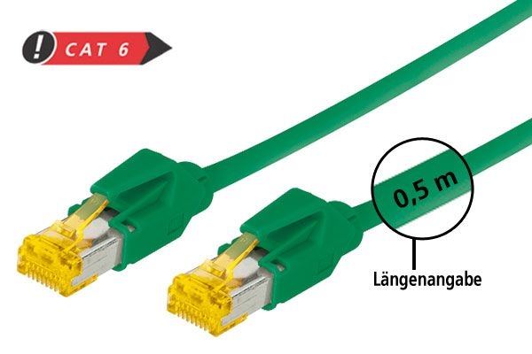 Tecline 722015G Tecline Patchkabel Cat. 6A (ISO/IEC), S/FTP, halogenfrei, mit Rastnasenschutz, grün, 1,5 m