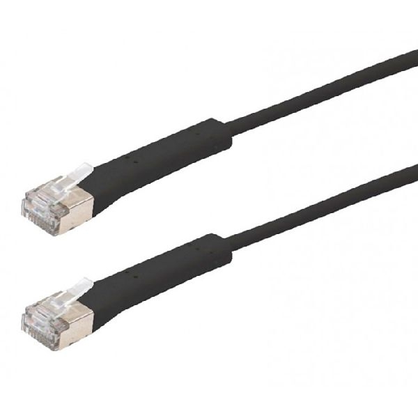 Exertis Connect 854011 RJ45 Patchkabel, Cat. 6A, F/FTP, abwinkelbar, halogenfrei, schwarz, 0,3 m