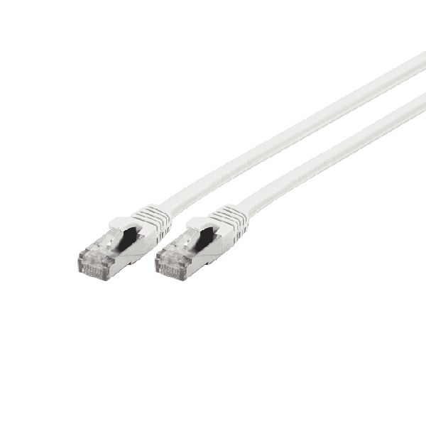 Exertis Connect 858499 Patchkabel Cat. 6A, S/FTP (PiMF), halogenfrei, mit Rastnasenschutz, weiß, 0,5 m