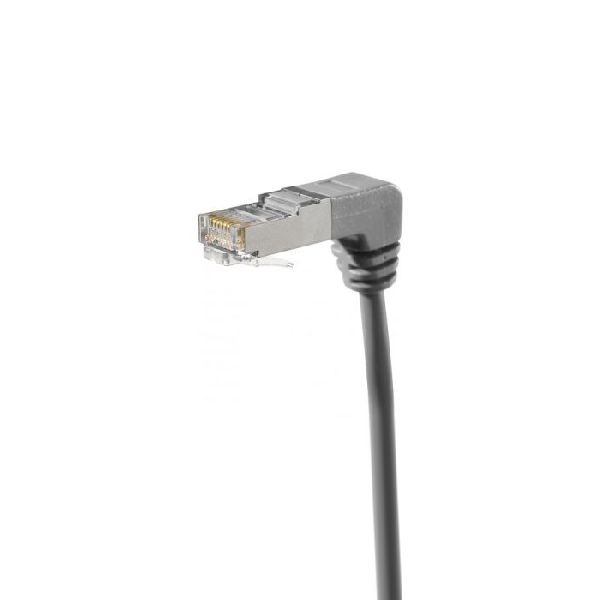 Exertis Connect 854287 Patchkabel Cat. 6A, S/FTP (PiMF), beidseitig abgewinkelt, grau, 0,7 m