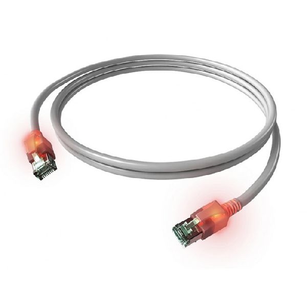 EasyLan CS1OAADAD0050 EasyLan DualBoot LED-Patchkabel Cat.6A (ISO/IEC), S/FTP, grau, 5,0 m, mit LED-Identifizierung