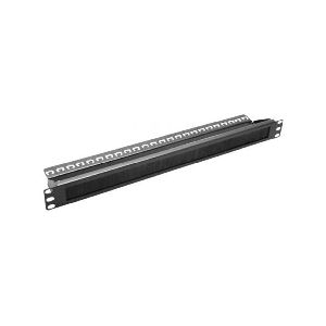 Dexlan 754451 Dexlan 19" Kabeldurchführungsplatte mit Bürstenkamm, 1HE, RAL 9005 schwarz