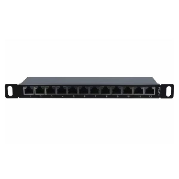 Exertis Connect 257312 Patchfeld, Cat. 6A, STP, 10 Zoll, 0,5HE, 12 Ports, schwarz
