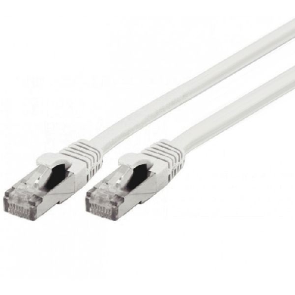 Exertis Connect 854559 Patchkabel Cat. 6A, S/FTP (PiMF), TPE, halogenfrei, GRS-zertifiziert, mit Rastnasenschutz, weiß, 2,0 m