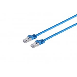 S-Conn 75525-B Patchkabel Cat. 6A Class EA mit Cat. 7 Rohkabel, S/FTP (PiMF), halogenfrei, mit Rastnasenschutz, blau, 15,0 m