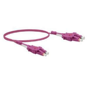 Exertis Connect 392952 LWL Patchkabel Uniboot, 50/125 µm, OM4-Faser, LC Duplex Stecker/ LC Duplex Stecker, UPC, erikaviolett, 2,0 m