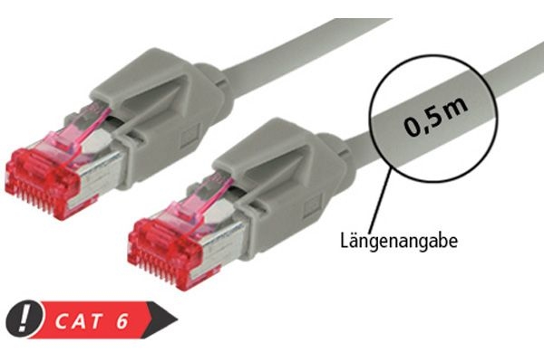 Tecline 718015 Tecline Patchkabel Cat. 6 (EIA/TIA), S/FTP, halogenfrei, mit Rastnasenschutz, grau, 1,5 m