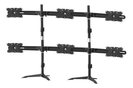 Aavara DS610 Aavara Monitorständer DS610, für 6 Flachbildschirme 61 - 81 cm (24" - 32"), bis je 8 kg, 2 Standfüße, schwarz
