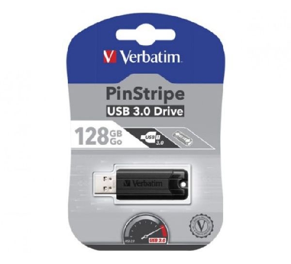 Verbatim 49319 Verbatim USB 3.0 Stick 128GB, PinStripe, schwarz